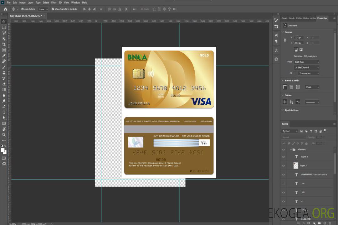 Carte visa or de la Banque BNDA Mali template Carte visa or de la Banque BNDA Mali template